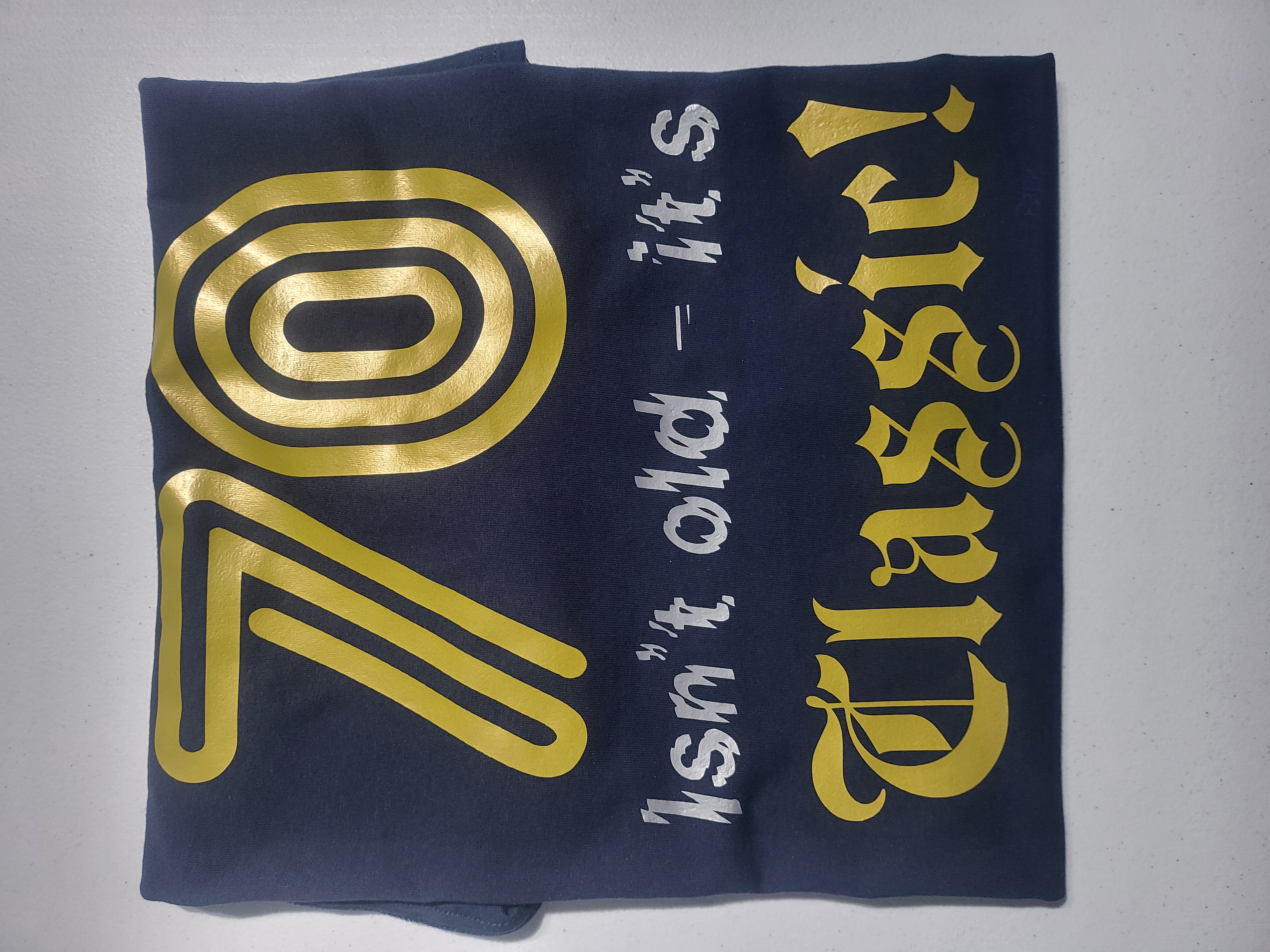 70 isn't old, it's classic - navy T-shirt packed